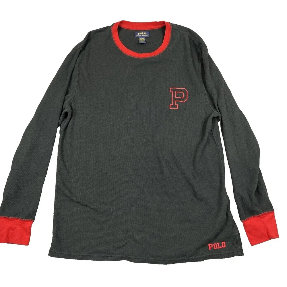 Polo Ralph‎ Lauren Waffle Knit Shirt Mens 2XL Black Soft Loungewear Casual